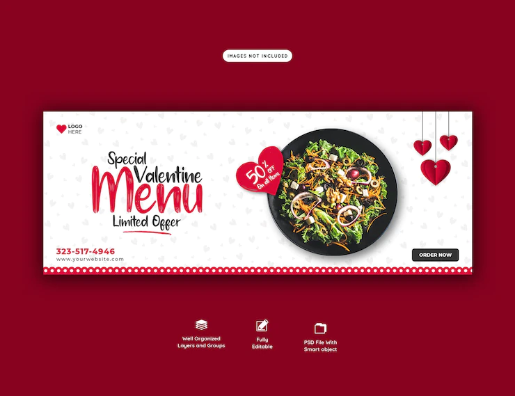 Valentine Food Menu Restaurant Facebook Cover Template 120329 1388