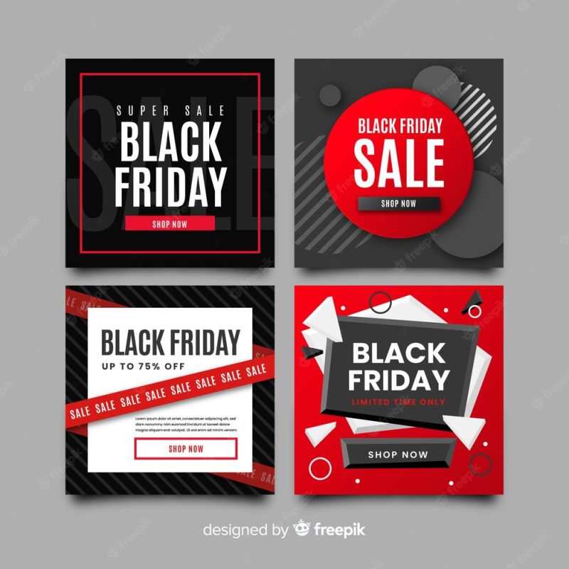 Variety of black Friday instagram post collection Free Vector