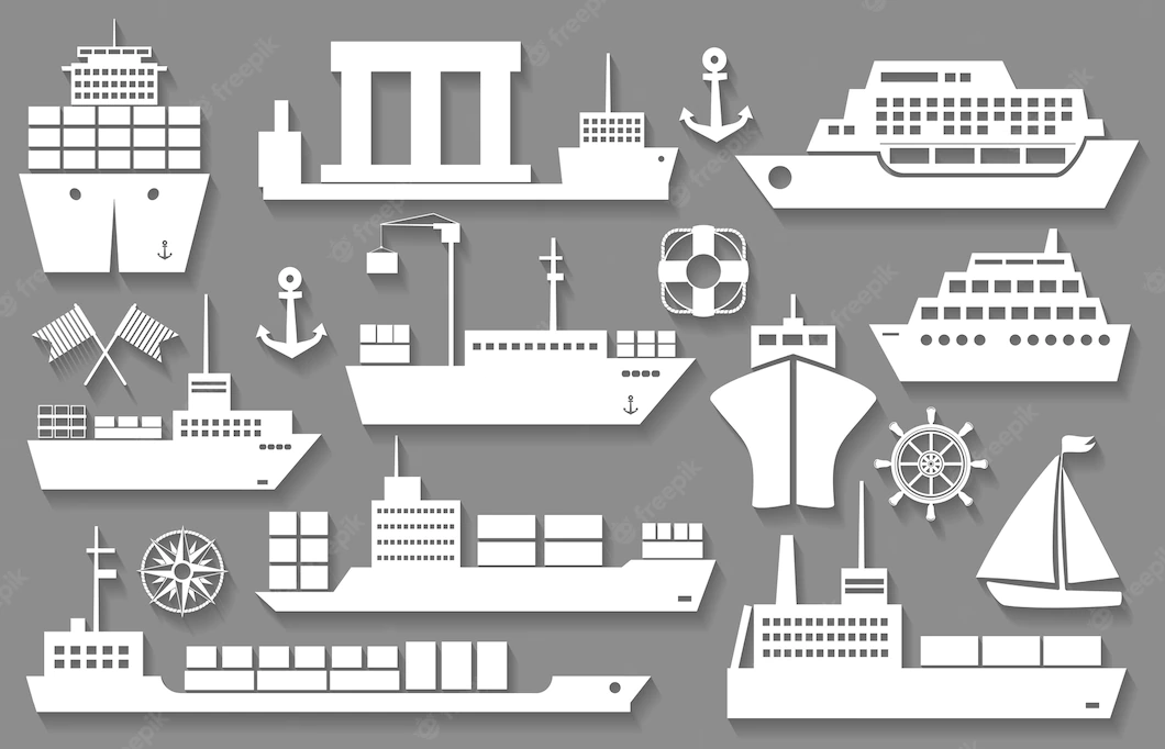 Vector Boat Ship White Icons With Shadows 1284 44409