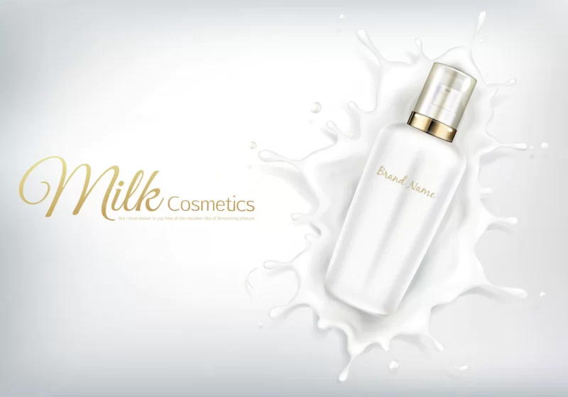 Vector cosmetic banner with realistic bottle for skin care cream or body lotion. Free Vector