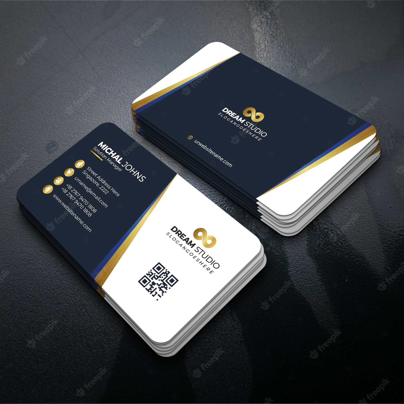 Vector Template Visit Card With Gold Details 1435 1236