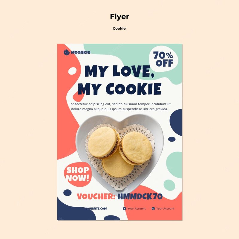 Vertical flyer with cookies Free Psd Vertical flyer with cookies Free Psd