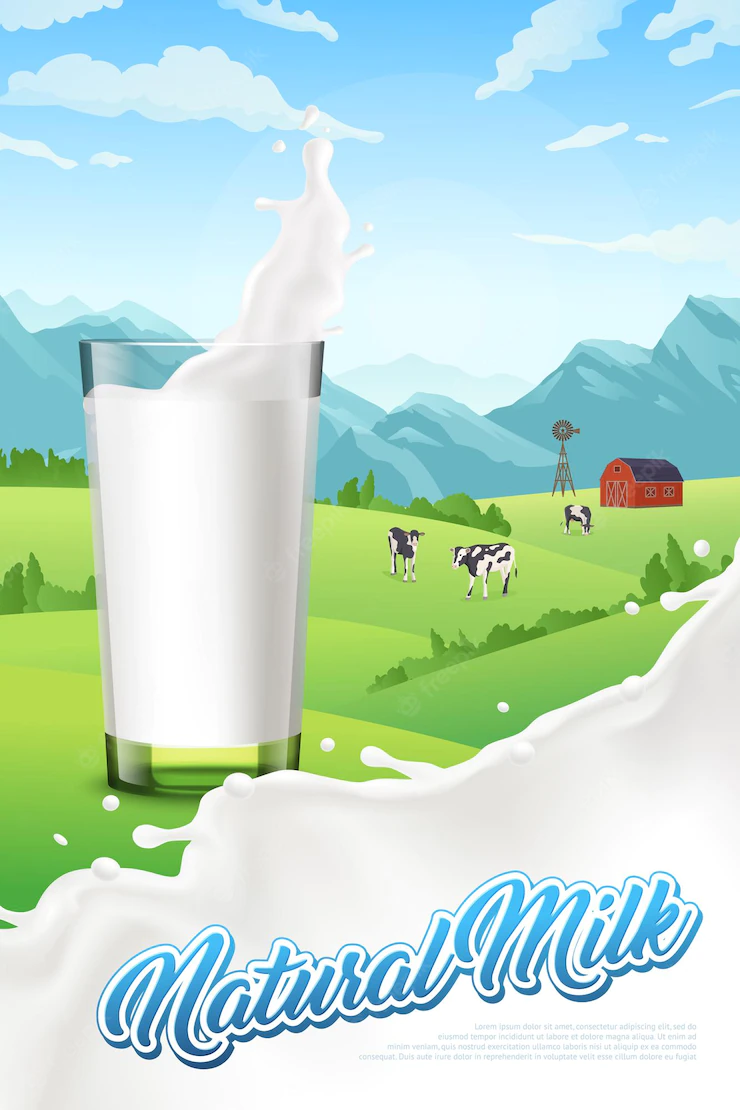 Vertical Poster With Glass Milk Farm 1284 57915