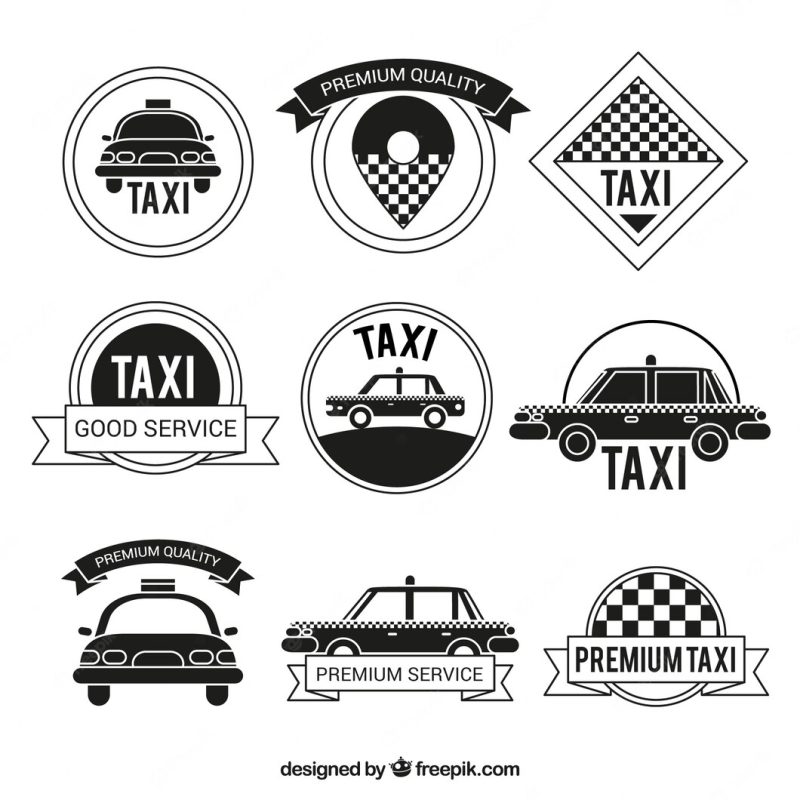 Vintage collection of taxi badges Free Vector