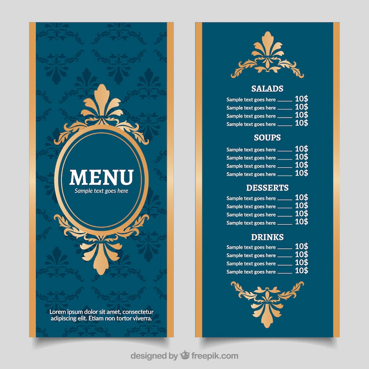 Vintage Golden Menu Template With Baroque Style 23 2147652988