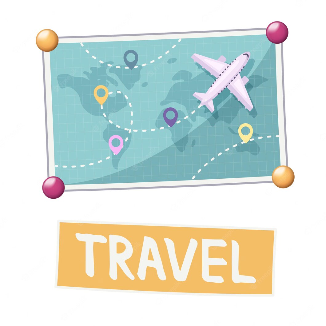 Vision Board Composition With World Map With Plane Location Signs 1284 63478