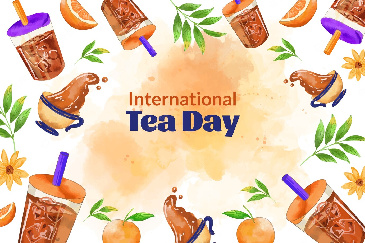 Watercolor International Tea Day Background 23 2149348108