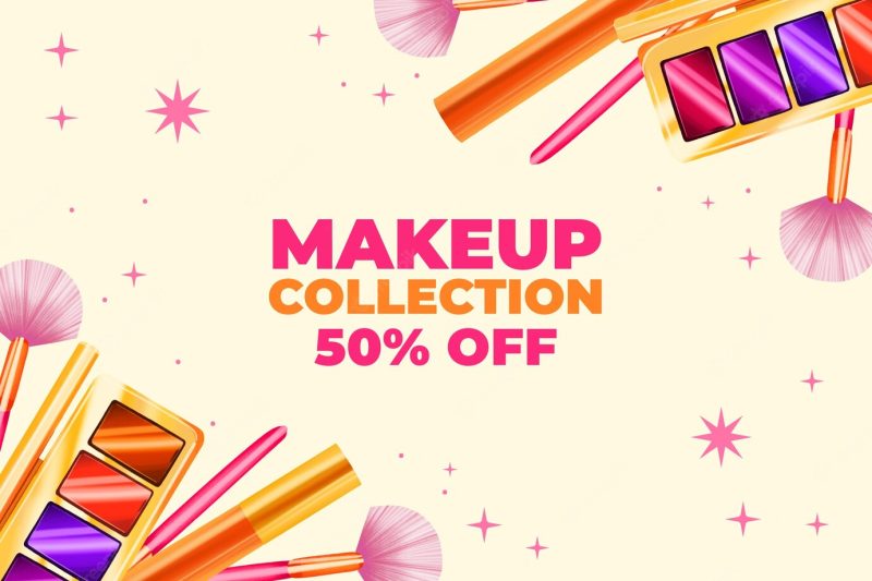 Watercolor makeup artist sale background Free Vector