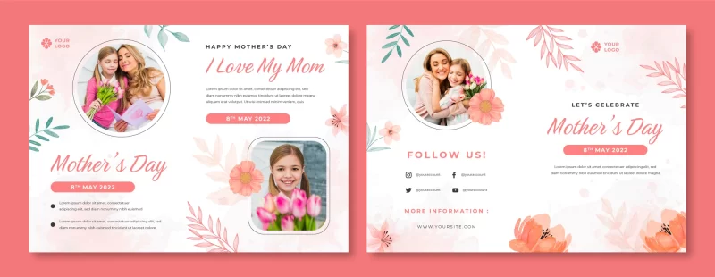 Watercolor mother’s day brochure template Free Vector