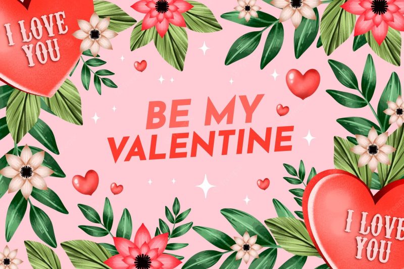 Watercolor valentine’s day background Free Vector