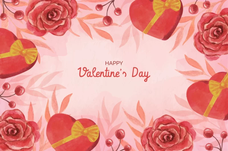 Watercolor valentine’s day background Free Vector