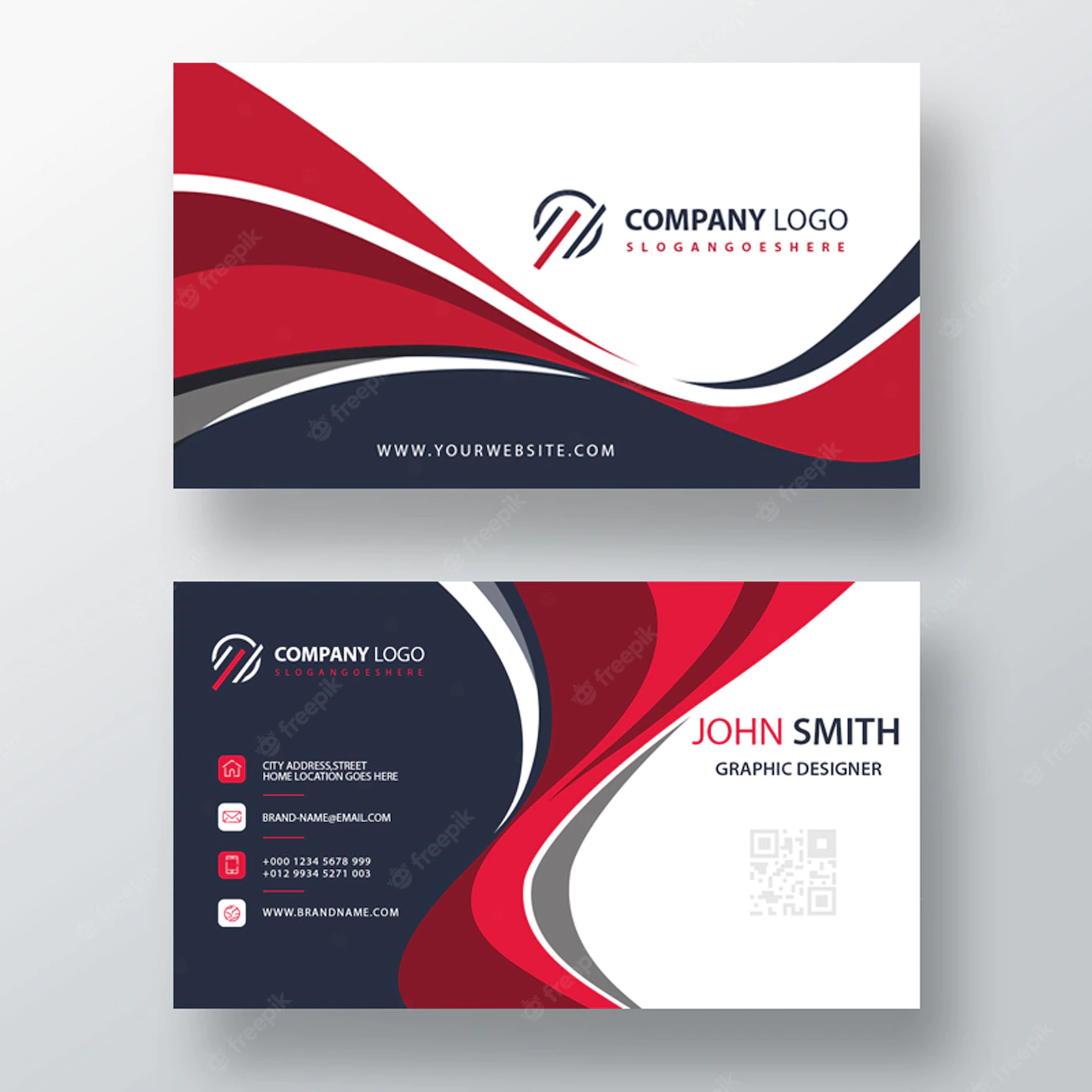 Wavy Style Business Card Template Design 1409 818