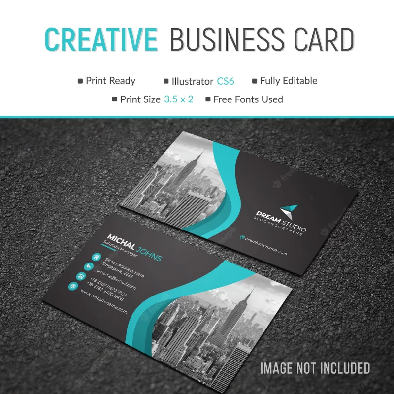 Wavy stylish visit card template Free Vector