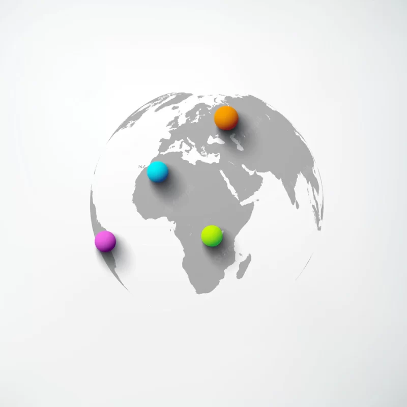 Web abstract world template with globe and colorful round pins on white isolated Free Vector Web abstract world template with globe and colorful round pins on white isolated Free Vector