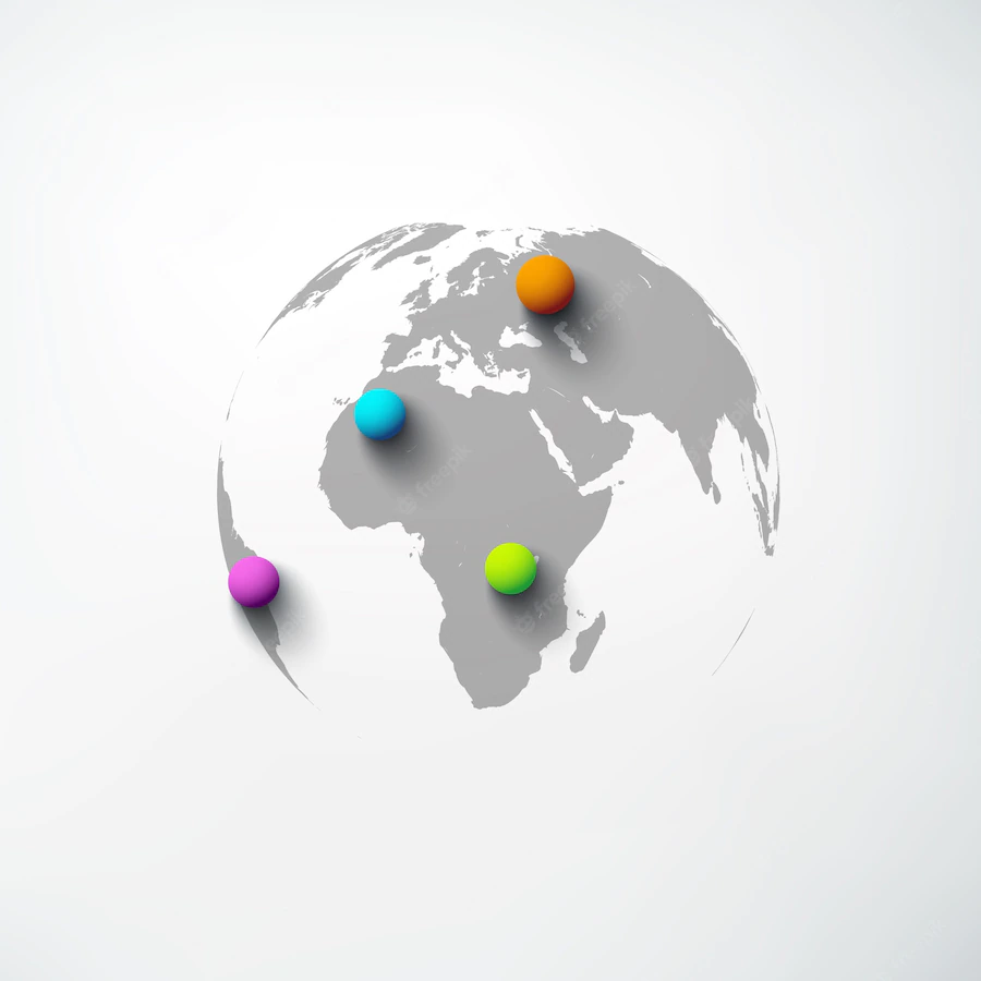 Web Abstract World Template With Globe Colorful Round Pins White Isolated 1284 49059