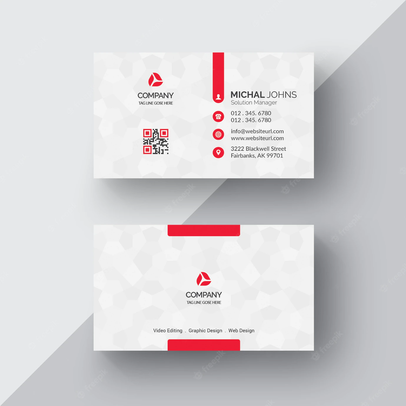 White Business Card With Red Details 1435 29