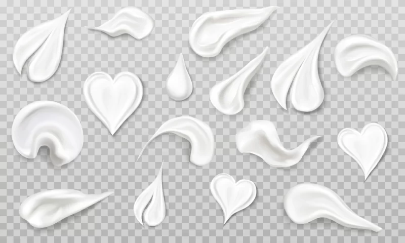 White cream smears swatch set. heart, leaf, drop Free Vector