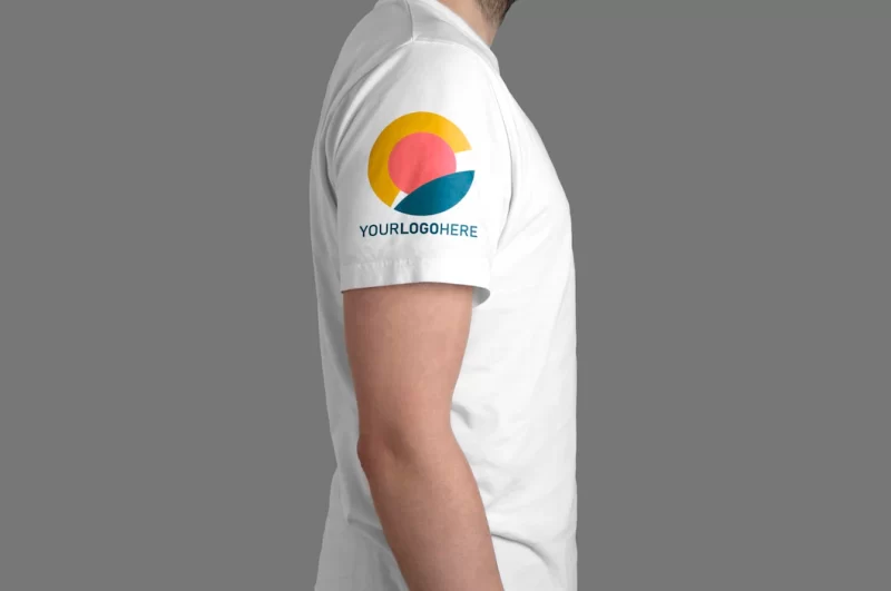 White t-shirt model profile view mockup Free Psd