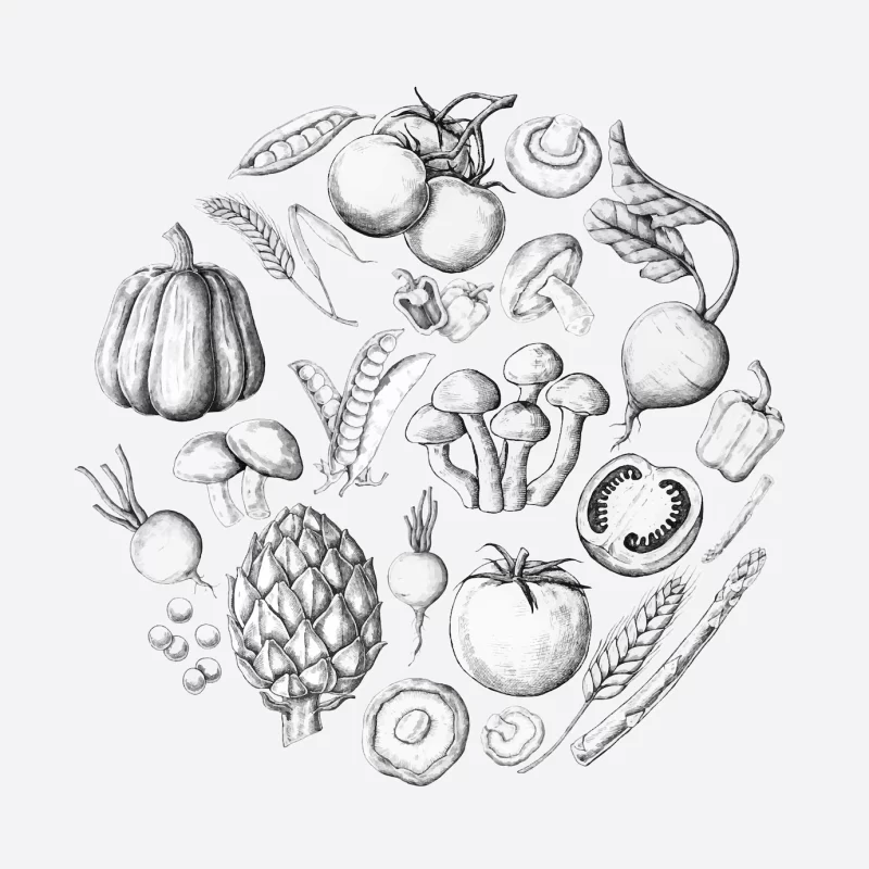 White vegetable design collection Free Vector