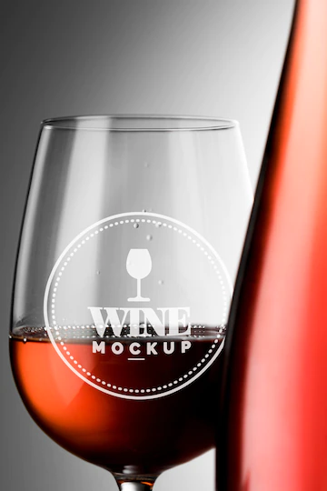 Wine Bottle Label Glass Mock Up Close Up 23 2148930809