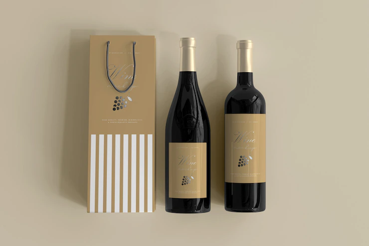 Wine Bottle Mockup With Bag 358694 225