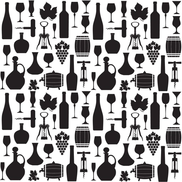 Wine Pattern Black White 1085 359