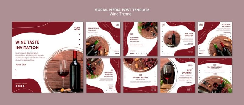 Wine taste social media post template Free Psd