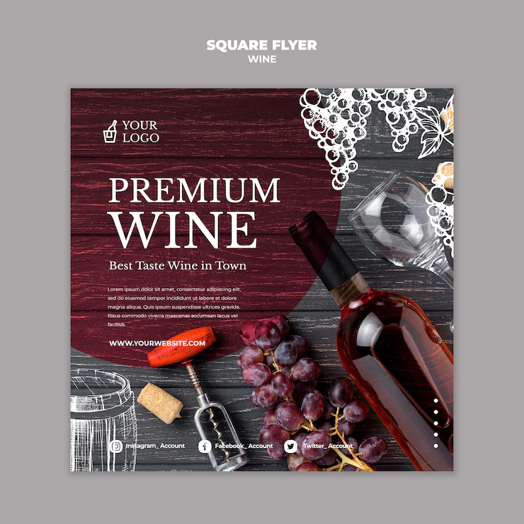 Wine Tasting Square Flyer Template Design 23 2148536324