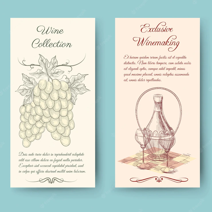 Wine Wine Making Vertical Banners Bottle Label Fruit Vintage Vector Illustration 1284 46154