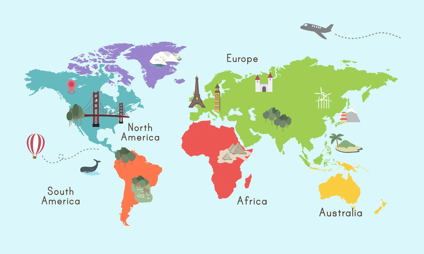 World Continent Map Location Graphic Illustration 53876 6448