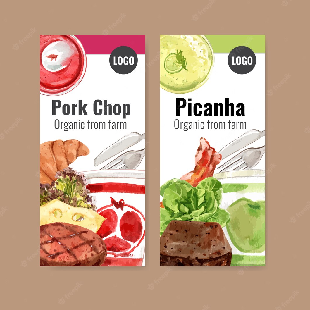 World Food Day Flyer With Pork Shop Picanha Steak Salad Watercolor Illustration 83728 1425