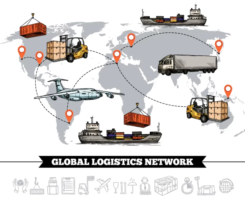 World logistic network template Free Vector