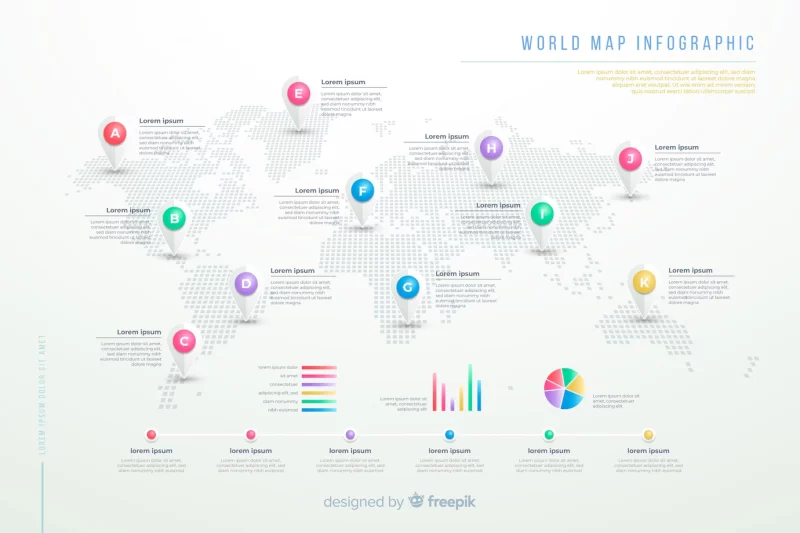 World map professional infographic Free Vector