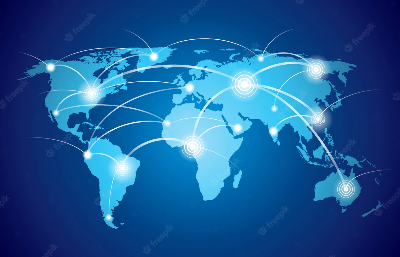 World Map With Global Technology Social Connection Network With Nodes Links Vector Illustration 1284 1968