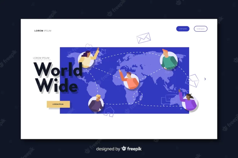 Worldwide delivery landing page Free Vector