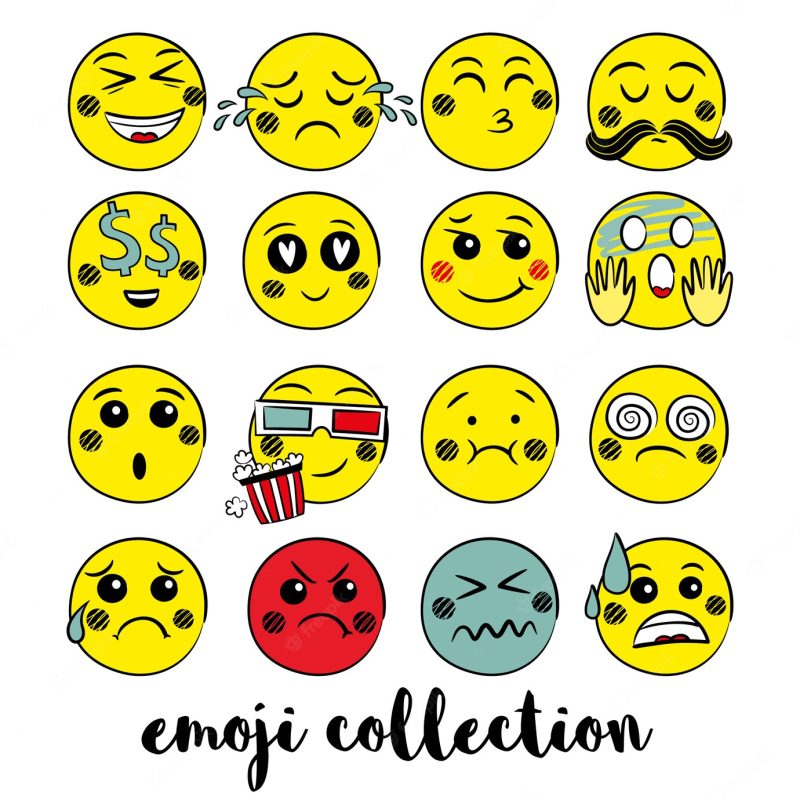 Yellow emoji collection Free Vector