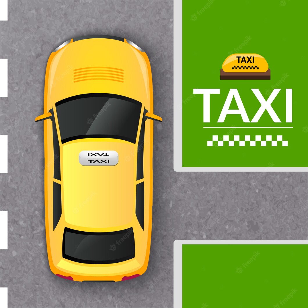 Yellow Taxi Cab Top View Banner 1284 6824