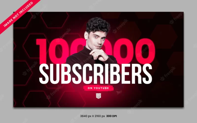 100k subscribers red YouTube banner social media templet Premium Psd