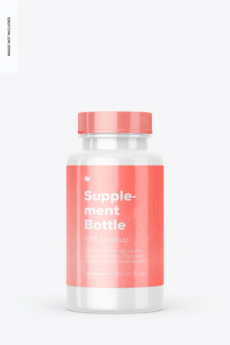 150 cc supplement bottle mockup, front view Free Psd