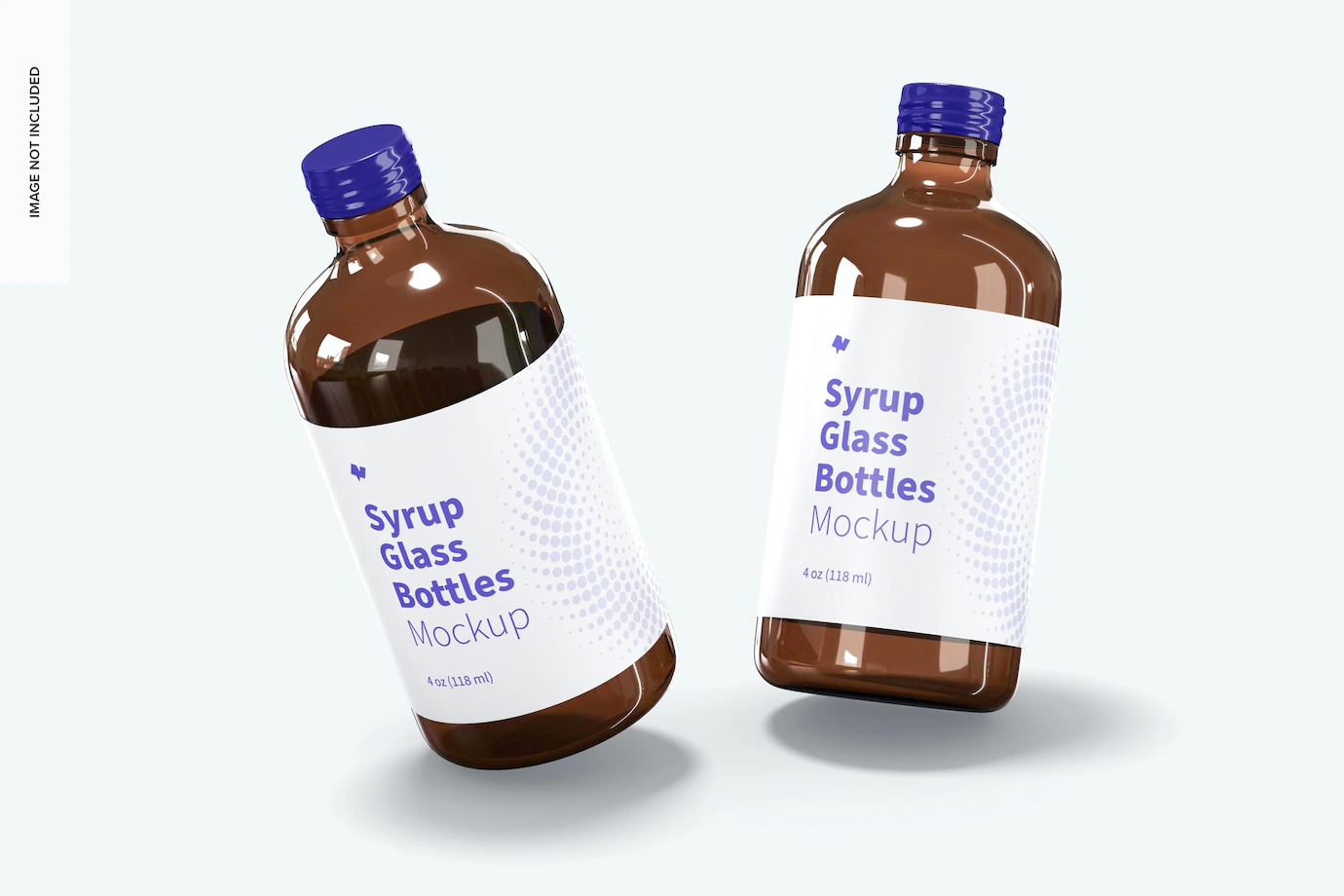 4 Oz Syrup Glass Bottles Mockup Falling 1332 3159