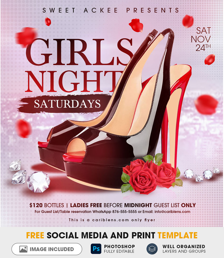 Girls Night Out Party Flyer Free Psd Print And Social Media Templates