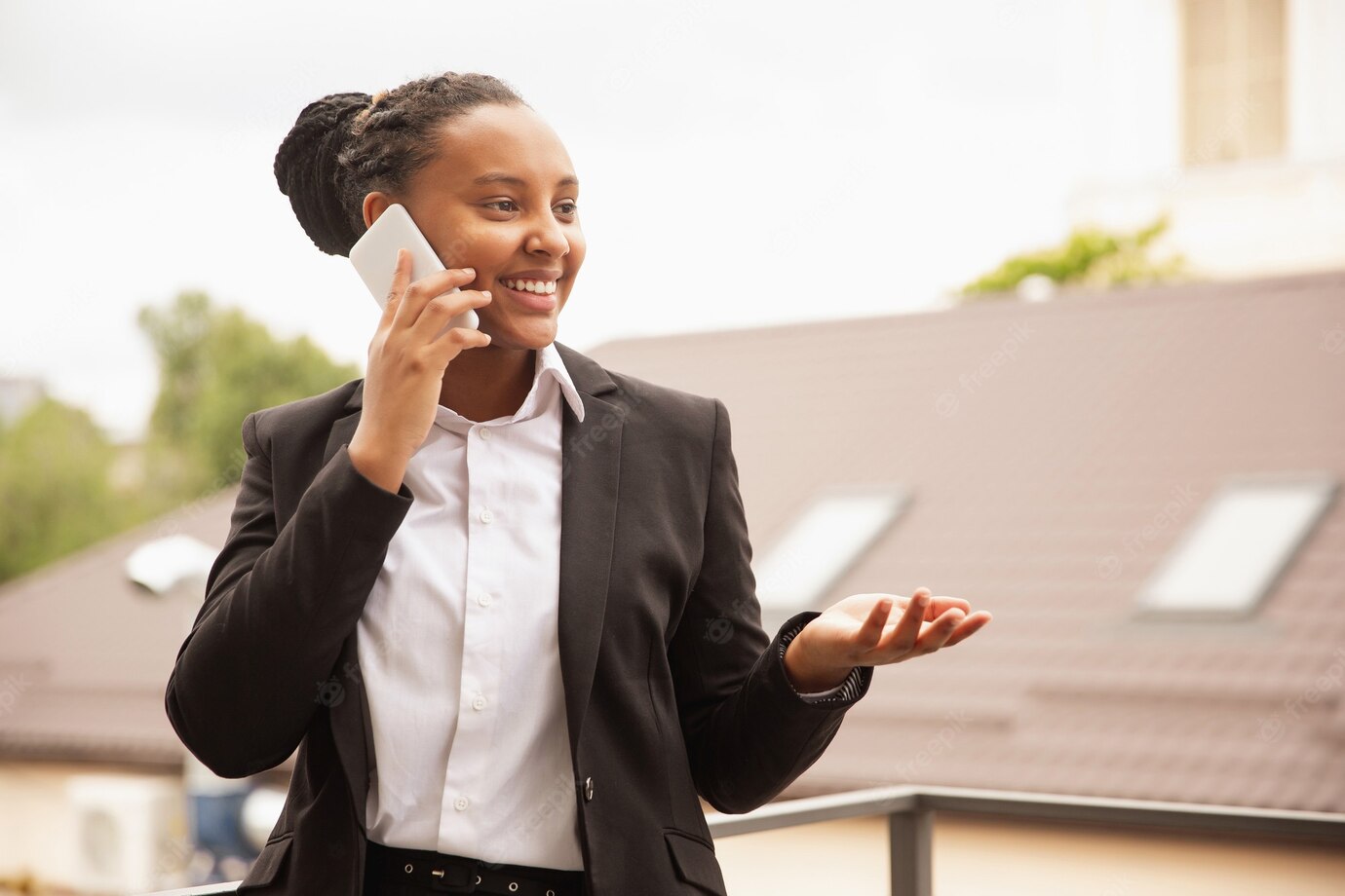 African American Businesswoman Office Attire Smiling Looks Confident Happy Successful 155003 43467