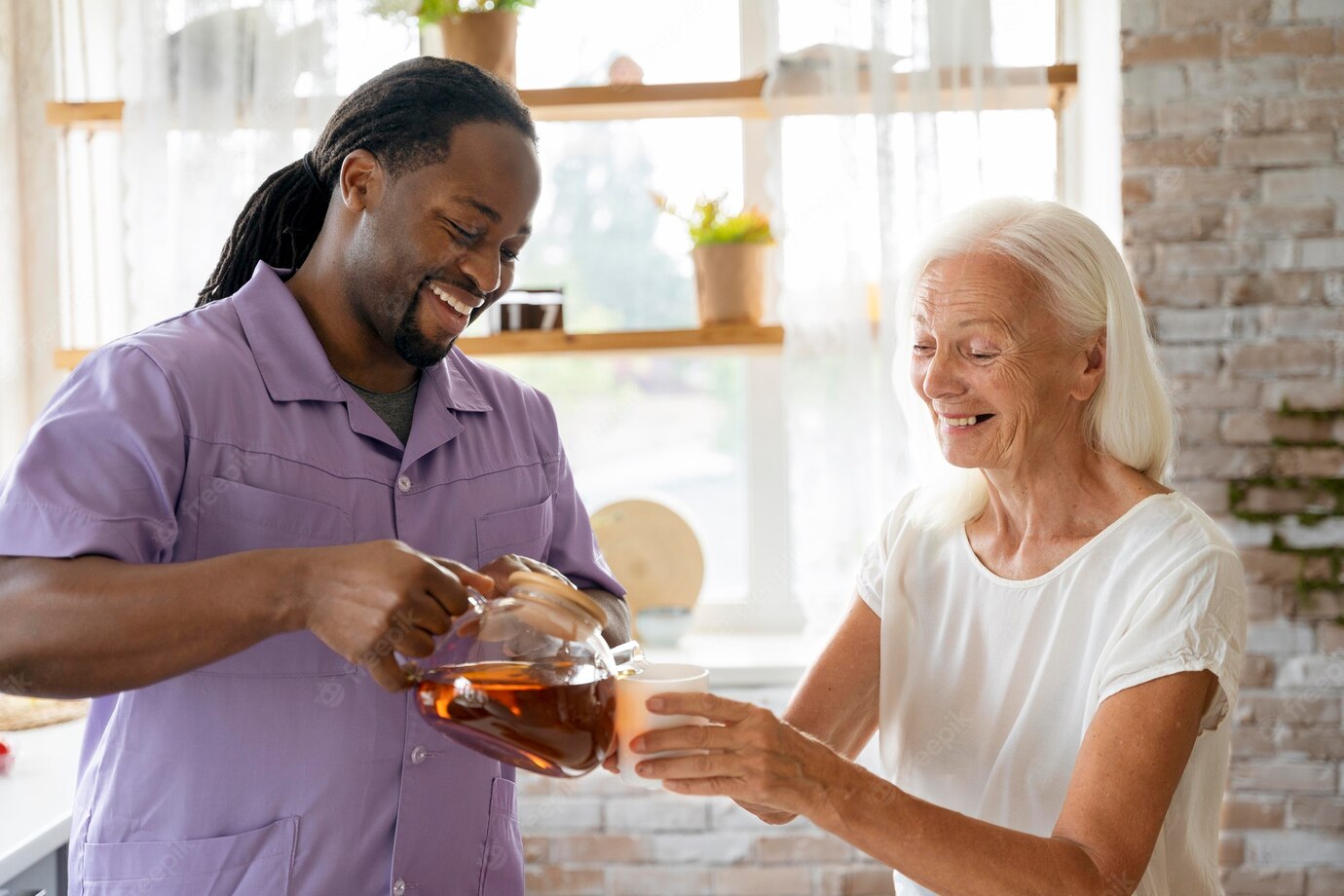 African Social Worker Helping Senior Woman 23 2149031375