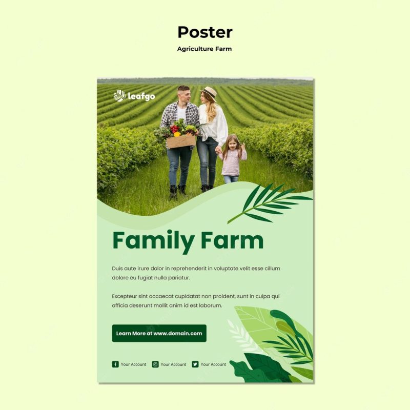 Agriculture farm concept poster template Free Psd