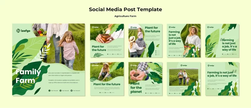 Agriculture farm concept social media post template Free Psd