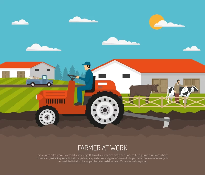 Agrimotor works farm composition Free Vector