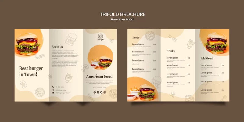 American food brochure card template concept Free Psd