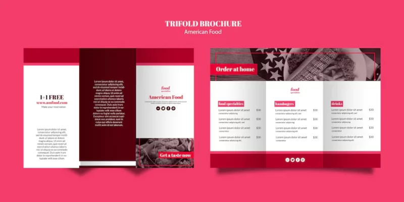 American food trifold brochure template Free Psd