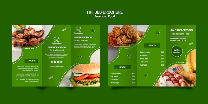 American food trifold brochure Free Psd