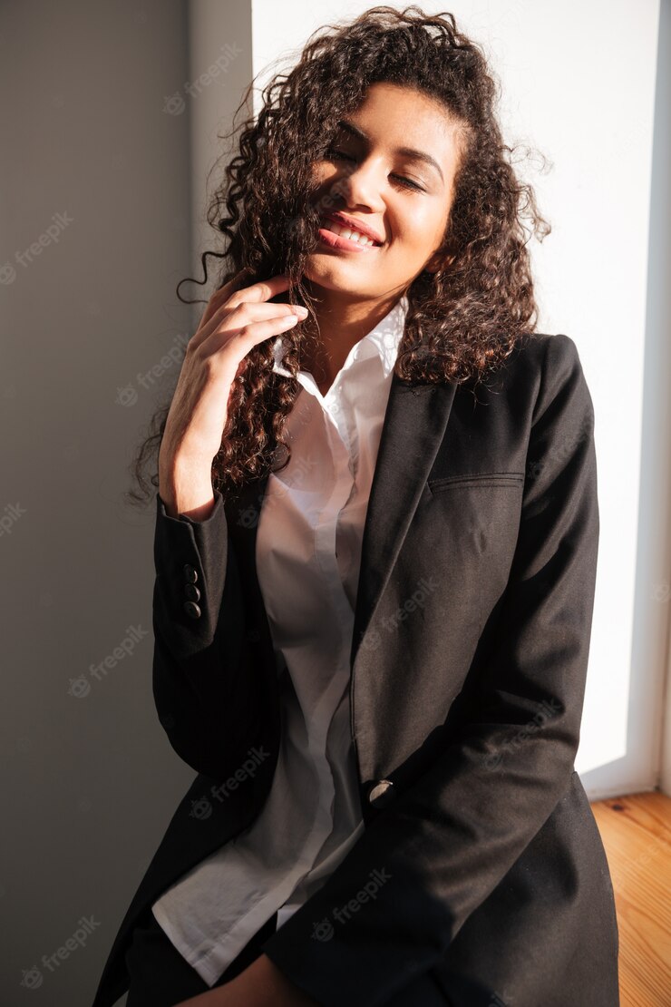 Attractive African Businesswoman Near Window Eyes Closed 171337 16073